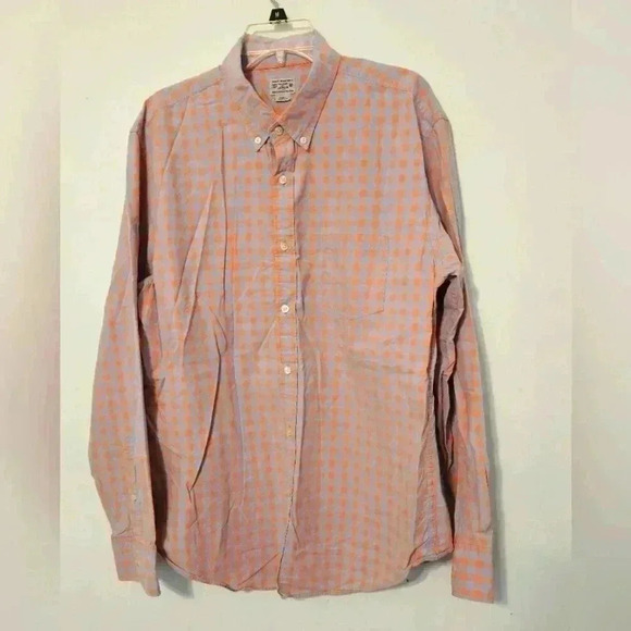 J.Crew Shirt Mens XL Orange Blue Checkered Flannel Button Down - Picture 1 of 5